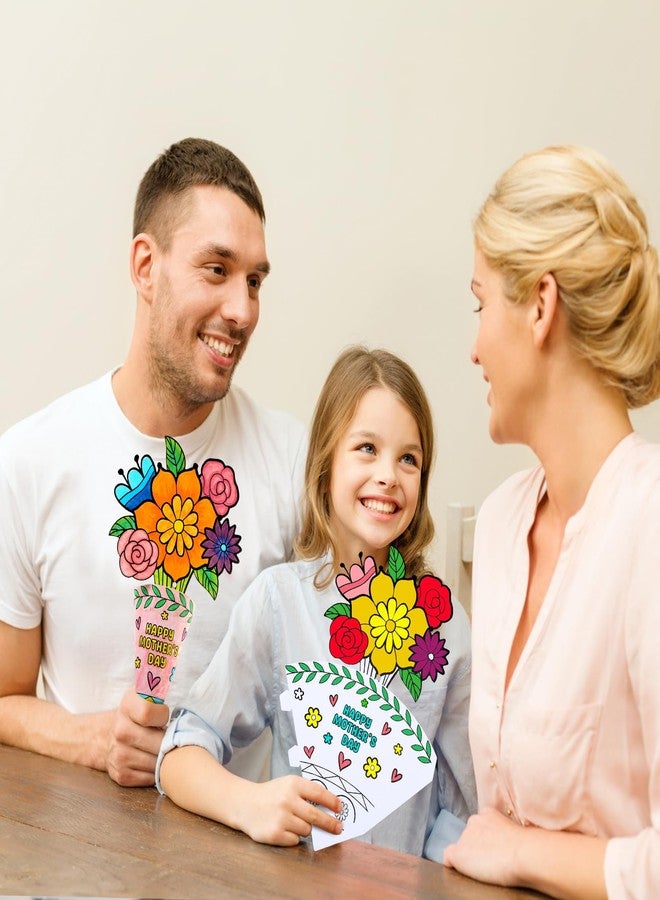 ReliThick 50 Pcs Color Your Own Bouquet DIY Coloring Mother's Day Crafts Gift for Mom Fun Home Activities - Image 5